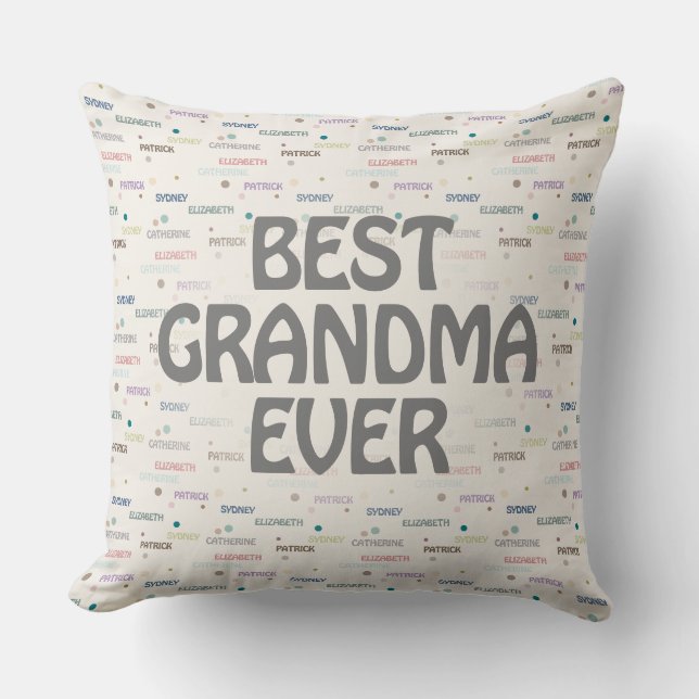 Grandma Gift Grandchildren 3-4 Names Throw Pillow (Front)
