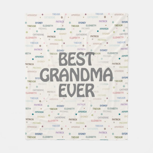 Grandma Gift Grandchildren 5-7 Names Fleece Blanket (Front)