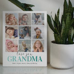 Grandma Gift | Love You Photo Plaque<br><div class="desc">Personalized grandmother photo plaque featuring a elegant white background that can be changed to any colour, a 9 picture collage template for you to customize, the saying "love you grandma", and the names of the grandchildren.</div>