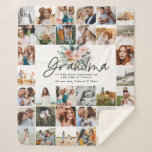 Grandma gift multi photo beautiful floral fleece b sherpa blanket<br><div class="desc">Grandma gift multi photo simple modern script typography gift plum purple girly design.. Ideal gift</div>