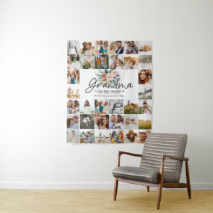 Grandma gift multi photo beautiful floral tapestry