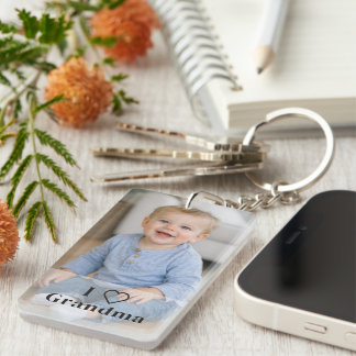 Grandma Gift Personalized Photo and Text Keychain
