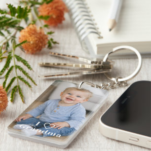 Grandma Gift Personalized Photo and Text Keychain