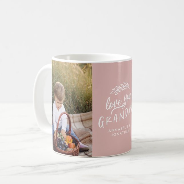 Grandma gift photo grandchild simple typography coffee mug (Front Left)