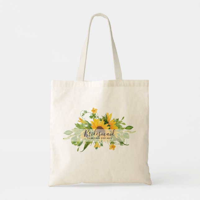 GRANDMA Gifts - Sunflower Themed Personalized Tote Bag (Back)