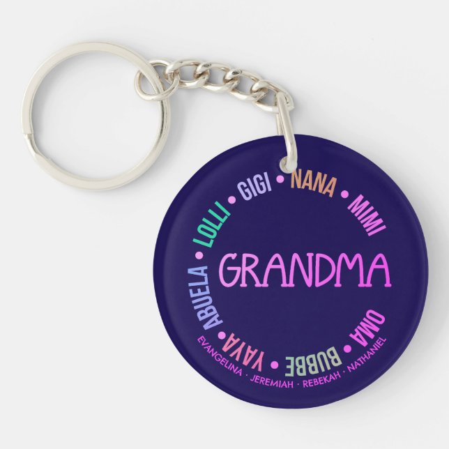 GRANDMA Gigi Mimi Nana Personalized Mother's Day Keychain (Front)