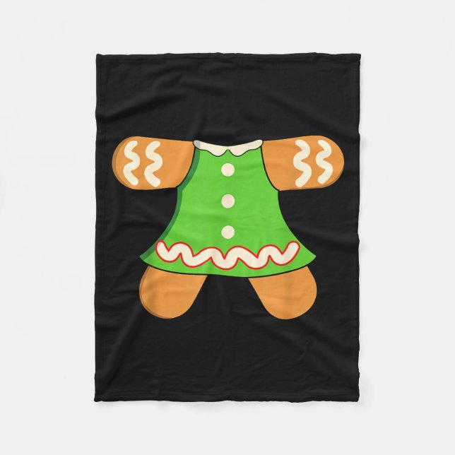 Grandma Gingerbread Man Costume Matching Christmas Fleece Blanket (Front)