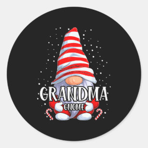 Grandma Gnome Christmas Pajamas Matching Family Gr Classic Round Sticker
