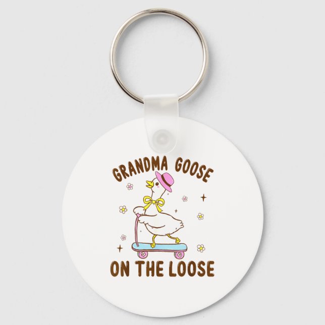 Grandma Goose On The Loose Funny Birthday Matching Keychain (Front)