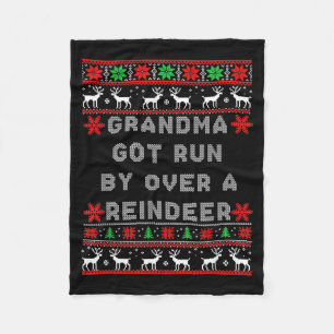 Grandma Got Run Over By A Reindeer Ugly Costume Fu Fleece Blanket