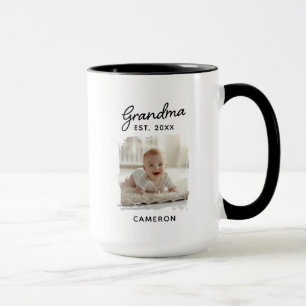Grandma Grandchild Photo Established Date Mug
