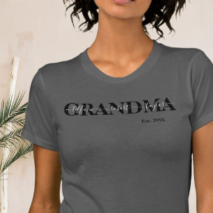 Grandma Grandkids Names Established Year T-Shirt
