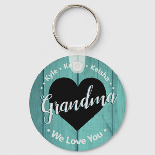 Grandma Grandkids Personalized Name We Love You Keychain
