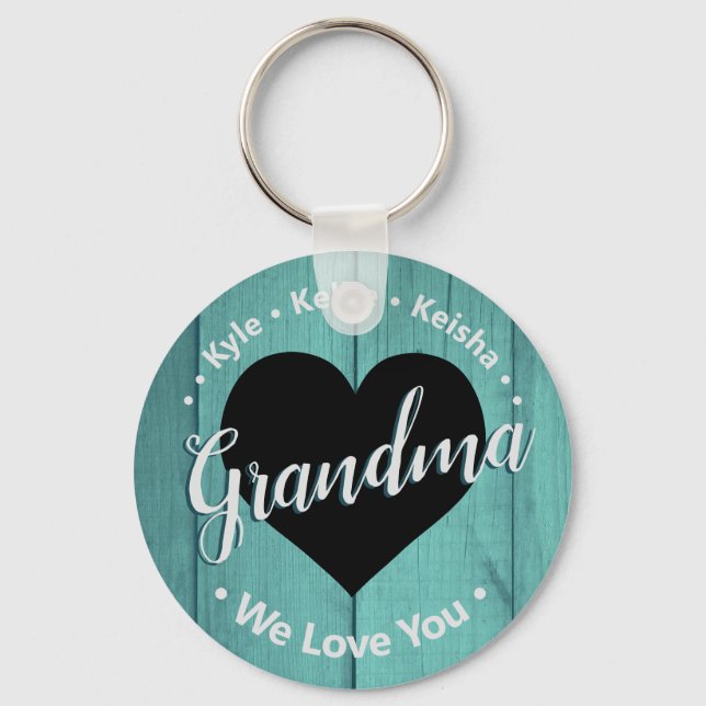 Grandma Grandkids Personalized Name We Love You Keychain (Front)