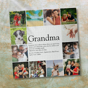 Grandma, Grandmother Definition 12 Photo Collage Jigsaw Puzzle