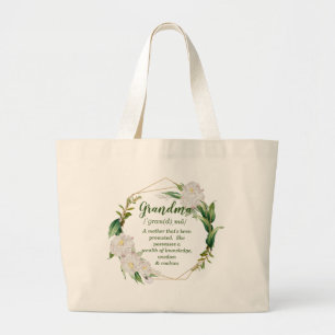 Grandma Grandmother fun meaning Large Tote Bag