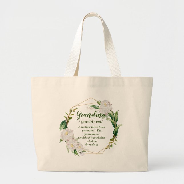 Grandma Grandmother fun meaning Large Tote Bag (Front)