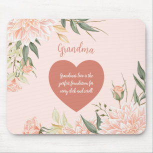 Grandma Grandmother Quote Watercolor Pink Floral Mouse Pad