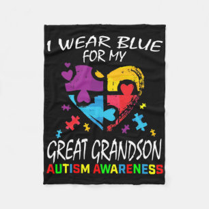 Grandma Grandpa Blue For My Great Grandson Autism  Fleece Blanket