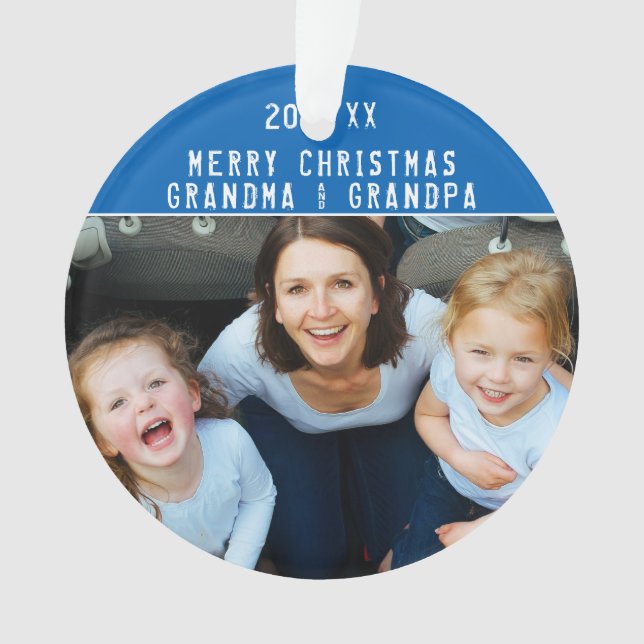 Grandma & Grandpa Christmas Keepsake Photo Ornament (Front)