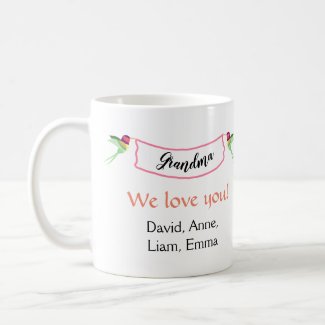 Grandma Grandpa Gift Custom Family Names love you Coffee Mug