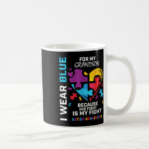 Grandma Grandpa I Wear Blue For My Grandson Autism Coffee Mug