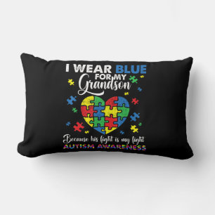 Grandma Grandpa I Wear Blue For My Grandson Autism Lumbar Pillow