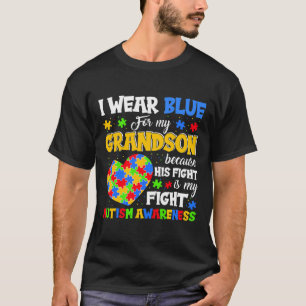 Grandma Grandpa I Wear Blue For My Grandson Autism T-Shirt