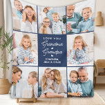 Grandma Grandpa Personalized Navy Blue 8 Picture Fleece Blanket<br><div class="desc">Introducing our customizable Photo Collage Blanket, a heartfelt and unique gift perfect for the special grandparents in your life. This beautifully designed blanket allows you to showcase 8 of your favourite photos, creating a modern, elegant, and simple collage that exudes warmth and love. Personalize this blanket with the endearing message...</div>
