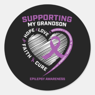 Grandma Grandpa Women Purple Men Grandson Epilepsy Classic Round Sticker
