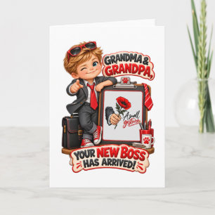 Grandma & Grandpa Your New Boss Has Arrived Photo  Card