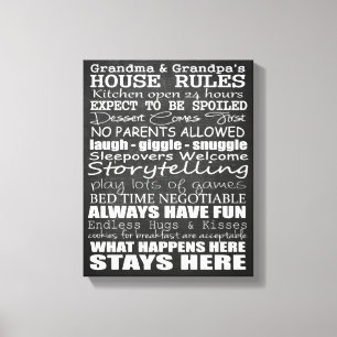 Grandma & Grandpa's House Rules 11x14 Canvas Print