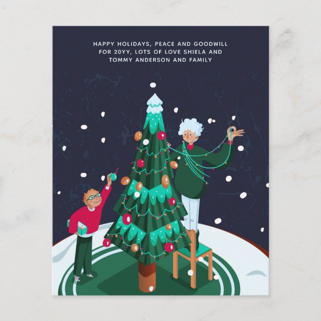 Grandma Grandsom Decorating Christmas Tree Custom (Front)