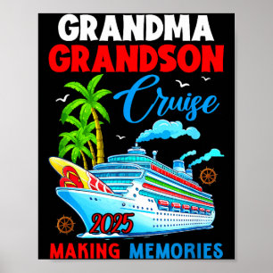 Grandma Grandson Cruise 2025 Memories Christmas Fa Poster