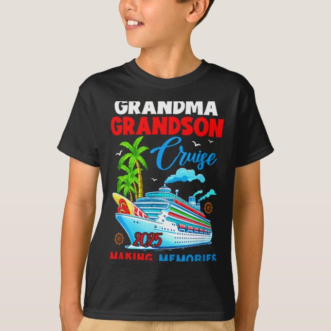 Grandma Grandson Cruise 2025 Memories Christmas Fa T-Shirt (Front)