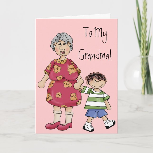 Grandma & Grandson (Grandparent Designs) Card (Front)