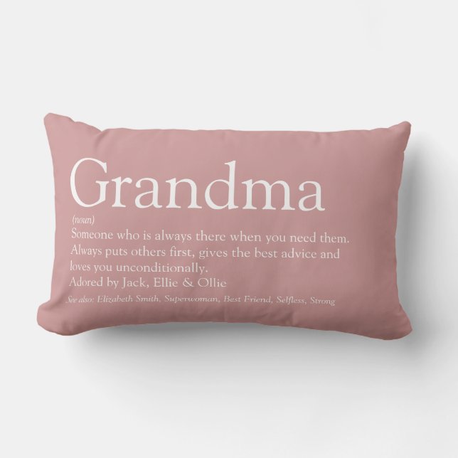 Grandma Granny Definition Dusty Rose Pink Lumbar Pillow (Front)