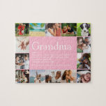 Grandma, Granny, Nana Definition 14 Photo Pink Jigsaw Puzzle<br><div class="desc">14 photo collage jigsaw for you to personalize for your special Grandma, Grandmother, Granny, Nana or Nanny to create a unique gift for birthdays, Christmas, mother's day or any day you want to show how much she means to you. A perfect way to show her how amazing she is every...</div>