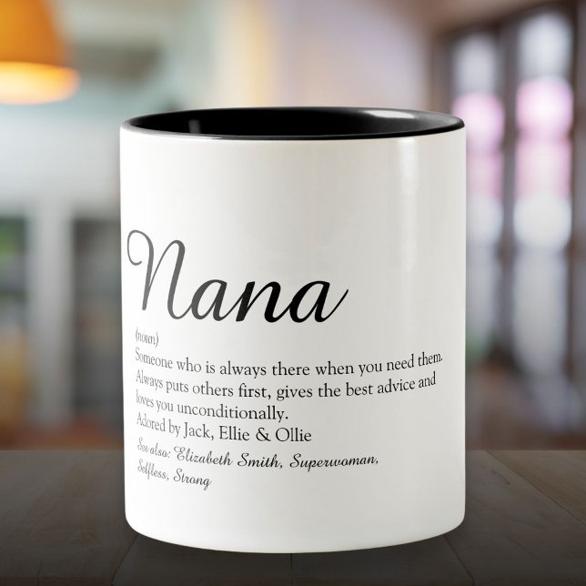 Grandma, Granny, Nana Definition Script Two-Tone Coffee Mug (Grandma, Granny, Nana Definition Script Two-Tone Coffee Mug)