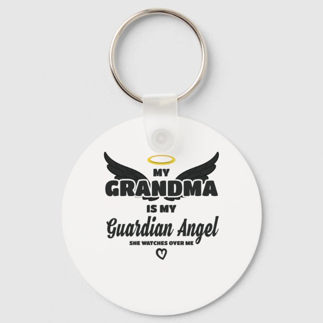 Grandma Guardian Angel Watches Over Me In Memory Keychain (Front)