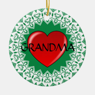Grandma Heart Mandala Green Ornament