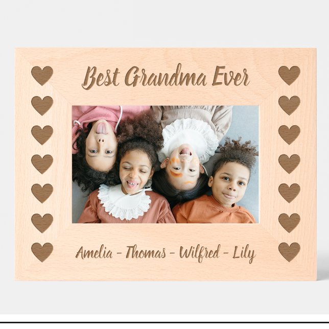 Grandma Heart Pattern Custom wooden photo frame (Creator Uploaded)