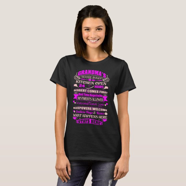 Grandma House Rules Kitchen Open 24 Hours Tshirt (Front Full)