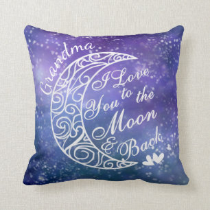 Grandma, I Love U to the Moon & Back Personalized Throw Pillow