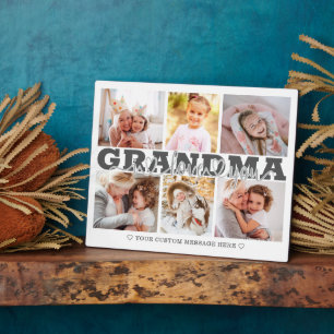 GRANDMA I Love You 6 Photo Collage Grey 8x10 Plaque