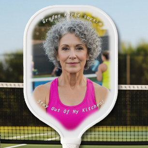 Grandma Image with Kitchen Saying Pickleball Paddle