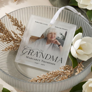 Grandma In Loving Memory Memorial Photo Keepsake Glass Ornament