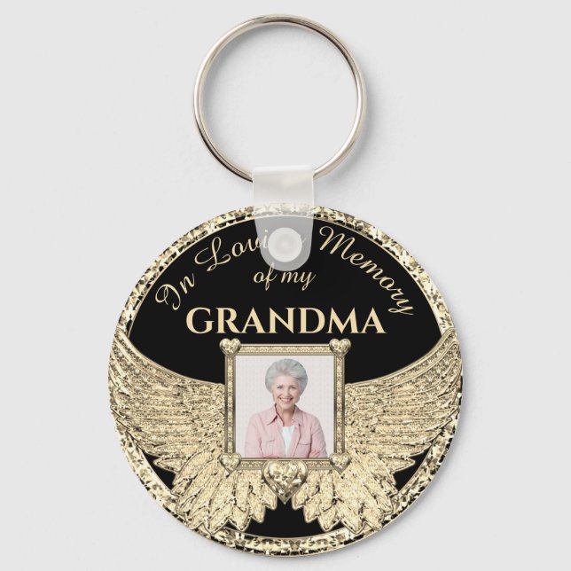 Grandma In Loving Memory Photo Memorial Keychain (Front)