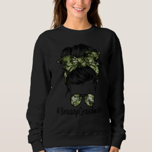 Grandma Life Camouflage Glasses Messy Bun Mom Moth Sweatshirt