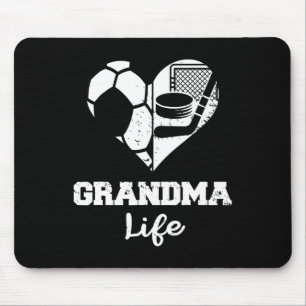 Grandma Life Heart Funny Soccer Hockey Grandma Mouse Pad